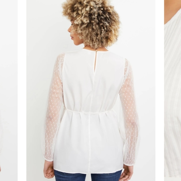 NWT Motherhood Swiss Dot Ivory Blouse (S) - Picture 3 of 4